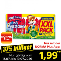 Nur gültig vom 13.07. bis 19.07.2026 und nur mit der NORMA Pluss App 37% billiger: 1,99