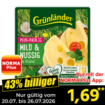 Nur gültig vom 20.07. bis 26.07.2026 und nur mit der NORMA Pluss App 43% billiger: 1,69