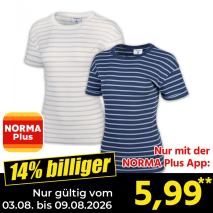 Nur gültig vom 03.08. bis 09.08.2026 und nur mit der NORMA Pluss App 14% billiger: 5,99