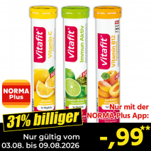 Nur gültig vom 03.08. bis 09.08.2026 und nur mit der NORMA Pluss App 31% billiger: –,99