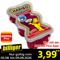Nur gültig vom 05.08. bis 09.08.2026 und nur mit der NORMA Pluss App billiger: 3,99