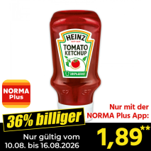 Nur gültig vom 10.08. bis 16.08.2026 und nur mit der NORMA Pluss App 36% billiger: 1,89