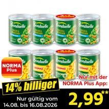 Nur gültig vom 14.08. bis 16.08.2026 und nur mit der NORMA Pluss App 14% billiger: 2,99