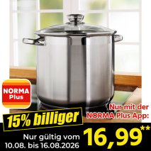 Nur gültig vom 10.08. bis 16.08.2026 und nur mit der NORMA Pluss App 15% billiger: 16,99