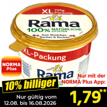 Nur gültig vom 12.08. bis 16.08.2026 und nur mit der NORMA Pluss App 10% billiger: 1,79