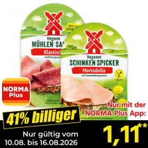 Nur gültig vom 10.08. bis 16.08.2026 und nur mit der NORMA Pluss App 41% billiger: 1,11