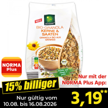Nur gültig vom 10.08. bis 16.08.2026 und nur mit der NORMA Pluss App 15% billiger: 3,19