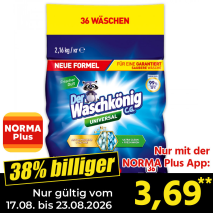 Nur gültig vom 17.08. bis 23.08.2026 und nur mit der NORMA Pluss App 38% billiger: 3,69