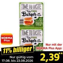 Nur gültig vom 17.08. bis 23.08.2026 und nur mit der NORMA Pluss App 11% billiger: 2,39