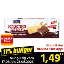 Nur gültig vom 17.08. bis 23.08.2026 und nur mit der NORMA Pluss App 11% billiger: 1,49