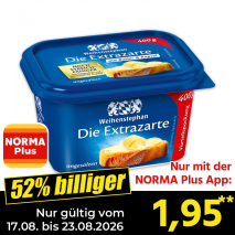 Nur gültig vom 17.08. bis 23.08.2026 und nur mit der NORMA Pluss App 52% billiger: 1,95