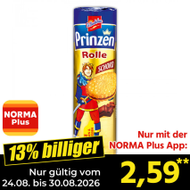 Nur gültig vom 24.08. bis 30.08.2026 und nur mit der NORMA Pluss App 13% billiger: 2,59