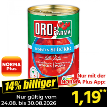 Nur gültig vom 24.08. bis 30.08.2026 und nur mit der NORMA Pluss App 14% billiger: 1,19