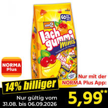 Nur gültig vom 31.08. bis 06.09.2026 und nur mit der NORMA Pluss App 14% billiger: 5,99