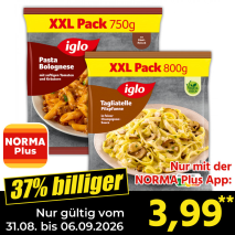 Nur gültig vom 31.08. bis 06.09.2026 und nur mit der NORMA Pluss App 37% billiger: 3,99