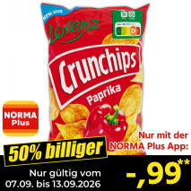 Nur gültig vom 07.09. bis 13.09.2026 und nur mit der NORMA Pluss App 50% billiger: &ndash;,99