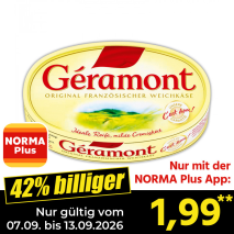 Nur gültig vom 07.09. bis 13.09.2026 und nur mit der NORMA Pluss App 42% billiger: 1,99