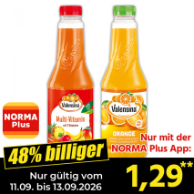 Nur gültig vom 11.09. bis 13.09.2026 und nur mit der NORMA Pluss App 48% billiger: 1,29