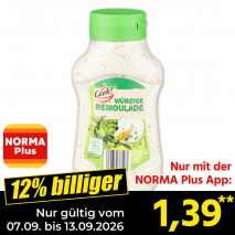 Nur gültig vom 07.09. bis 13.09.2026 und nur mit der NORMA Pluss App 12% billiger: 1,39