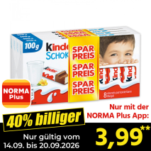 Nur gültig vom 14.09. bis 20.09.2026 und nur mit der NORMA Pluss App 40% billiger: 3,99