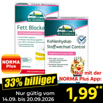 Nur gültig vom 14.09. bis 20.09.2026 und nur mit der NORMA Pluss App 33% billiger: 1,99
