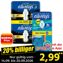 Nur gültig vom 14.09. bis 20.09.2026 und nur mit der NORMA Pluss App 20% billiger: 2,99