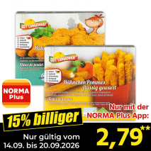 Nur gültig vom 14.09. bis 20.09.2026 und nur mit der NORMA Pluss App 15% billiger: 2,79
