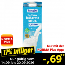 Nur gültig vom 14.09. bis 20.09.2026 und nur mit der NORMA Pluss App 17% billiger: &ndash;,69