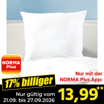Nur gültig vom 21.09. bis 27.09.2026 und nur mit der NORMA Pluss App 17% billiger: 13,99