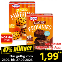 Nur gültig vom 21.09. bis 27.09.2026 und nur mit der NORMA Pluss App 47% billiger: 1,99