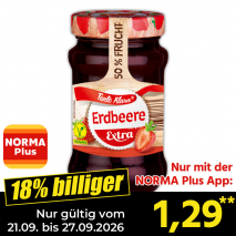 Nur gültig vom 21.09. bis 27.09.2026 und nur mit der NORMA Pluss App 18% billiger: 1,29