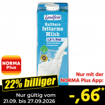 Nur gültig vom 21.09. bis 27.09.2026 und nur mit der NORMA Pluss App 22% billiger: &ndash;,66