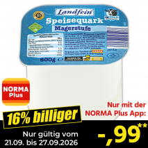 Nur gültig vom 21.09. bis 27.09.2026 und nur mit der NORMA Pluss App 16% billiger: &ndash;,99