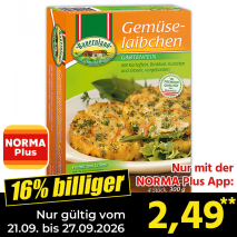 Nur gültig vom 21.09. bis 27.09.2026 und nur mit der NORMA Pluss App 16% billiger: 2,49