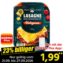 Nur gültig vom 21.09. bis 27.09.2026 und nur mit der NORMA Pluss App 23% billiger: 1,99