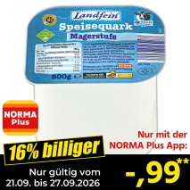 Nur gültig vom 21.09. bis 27.09.2026 und nur mit der NORMA Pluss App 16% billiger: &ndash;,99