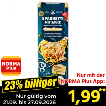 Nur gültig vom 21.09. bis 27.09.2026 und nur mit der NORMA Pluss App 23% billiger: 1,99