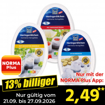 Nur gültig vom 21.09. bis 27.09.2026 und nur mit der NORMA Pluss App 13% billiger: 2,49