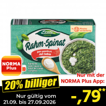 Nur gültig vom 21.09. bis 27.09.2026 und nur mit der NORMA Pluss App 20% billiger: &ndash;,79