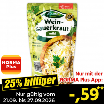 Nur gültig vom 21.09. bis 27.09.2026 und nur mit der NORMA Pluss App 25% billiger: –,59