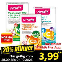 Nur gültig vom 28.09. bis 04.10.2026 und nur mit der NORMA Pluss App 20% billiger: 3,99
