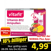 Nur gültig vom 28.09. bis 04.10.2026 und nur mit der NORMA Pluss App 16% billiger: 4,99