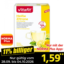 Nur gültig vom 28.09. bis 04.10.2026 und nur mit der NORMA Pluss App 11% billiger: 1,59