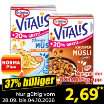 Nur gültig vom 28.09. bis 04.10.2026 und nur mit der NORMA Pluss App 37% billiger: 2,69