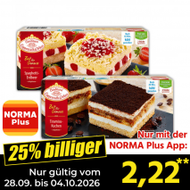 Nur gültig vom 28.09. bis 04.10.2026 und nur mit der NORMA Pluss App 25% billiger: 2,22