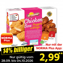 Nur gültig vom 28.09. bis 04.10.2026 und nur mit der NORMA Pluss App 14% billiger: 2,99