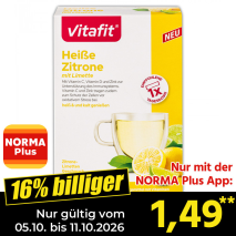 Nur gültig vom 05.10. bis 11.10.2026 und nur mit der NORMA Pluss App 16% billiger: 1,49