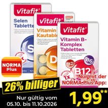 Nur gültig vom 05.10. bis 11.10.2026 und nur mit der NORMA Pluss App 26% billiger: 1,99