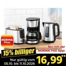 Nur gültig vom 05.10. bis 11.10.2026 und nur mit der NORMA Pluss App 15% billiger: 16,99