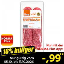 Nur gültig vom 05.10. bis 11.10.2026 und nur mit der NORMA Pluss App 16% billiger: –,99